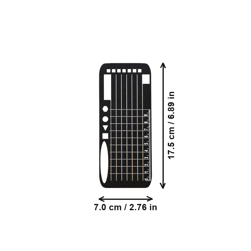 Multi-Function Stencil Ruler Bookmark, Drawing Template for Notebook Journaling and Note Taking — dimensions
