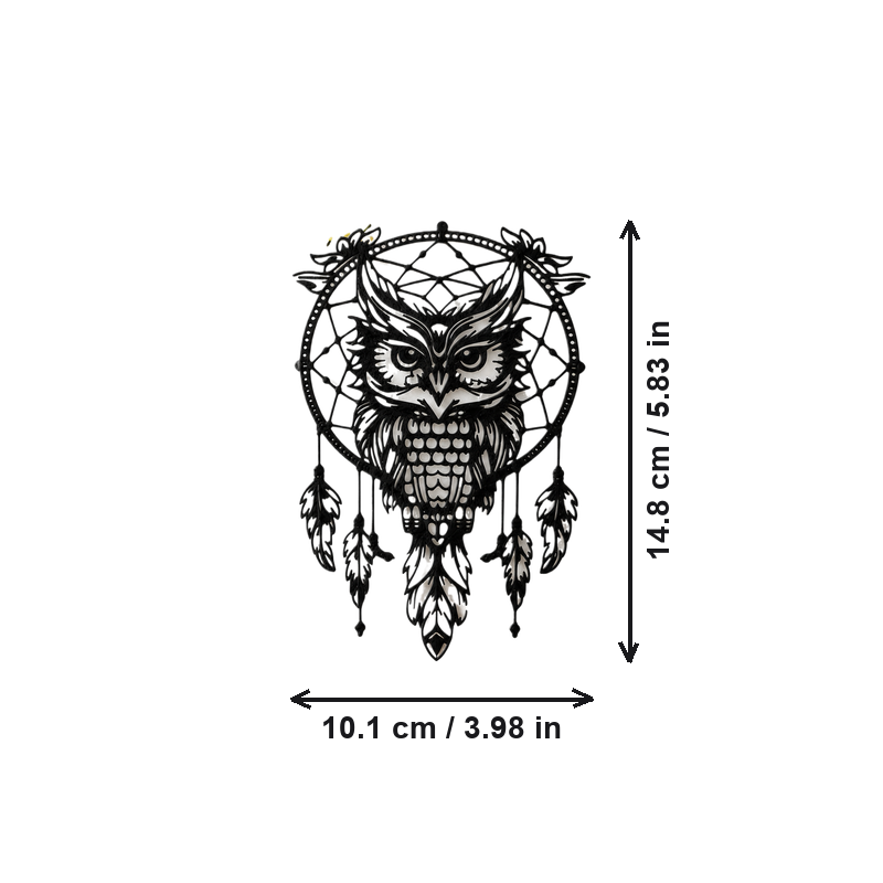Owl Dream Catcher Hollow Silhouette Wall Hanging Decor — dimensions