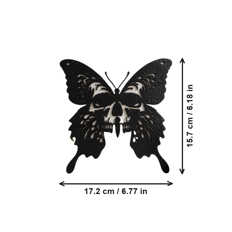 Hollow Cutout Butterfly Skull Wall Hanging Decor — dimensions