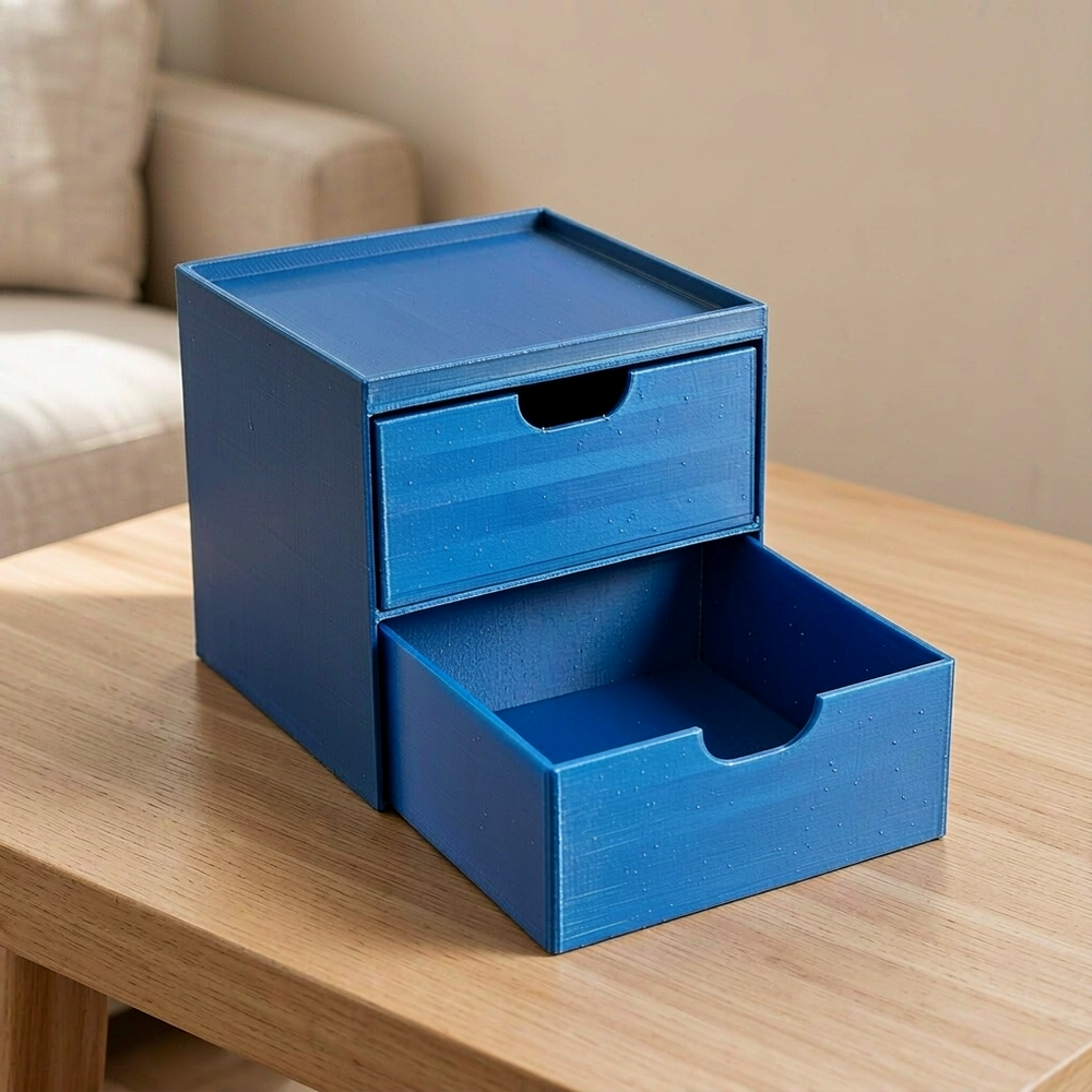 Compact 2-Drawer Desktop Organizer with Integrated Top Tray for Desk Storage — main product view