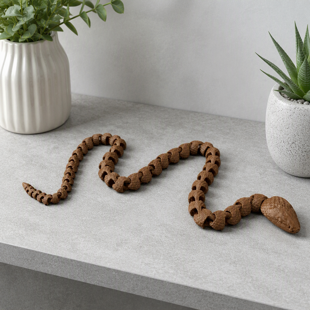 Articulated Flexible Snake Figurine, Textured Scale Detail, Movable Segmented Body, Desktop Decor — additional product view
