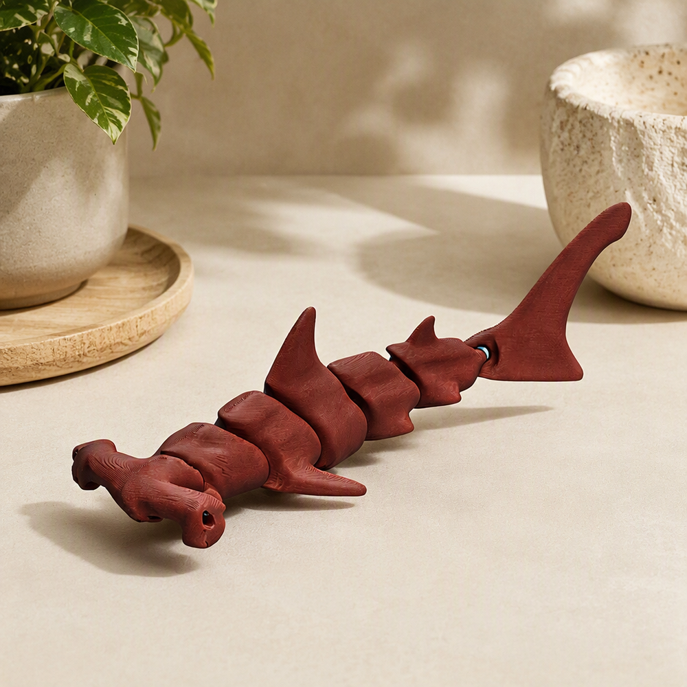 Articulated Flexible Jointed Hammerhead Shark Figurine, Sea Life Decor Ornament — product scene