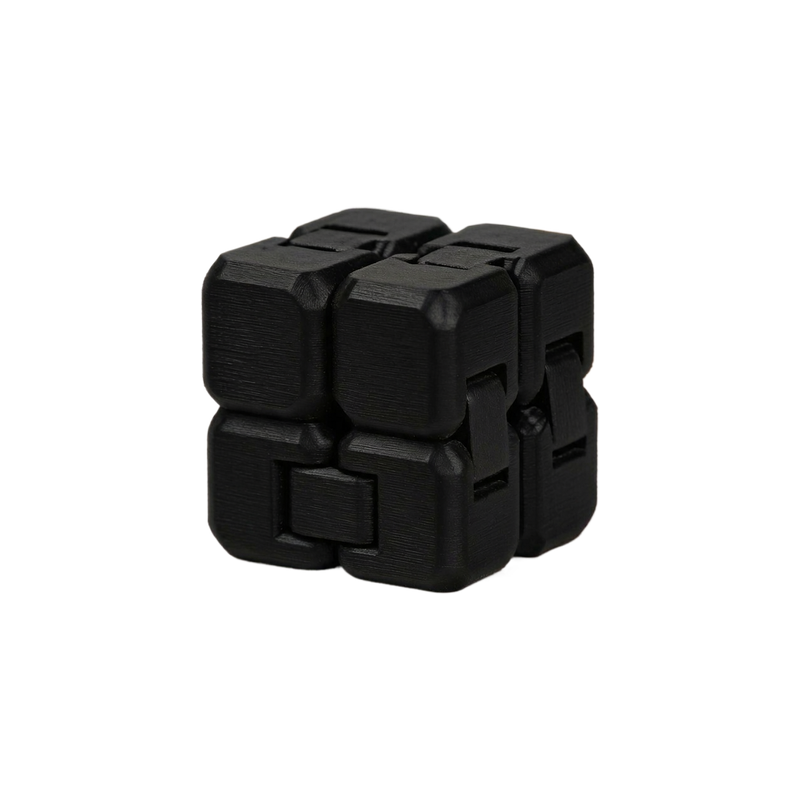 Angled Edge Print-In-Place Fidget Cube Portable Stress Relief Desktop Accessory — white background