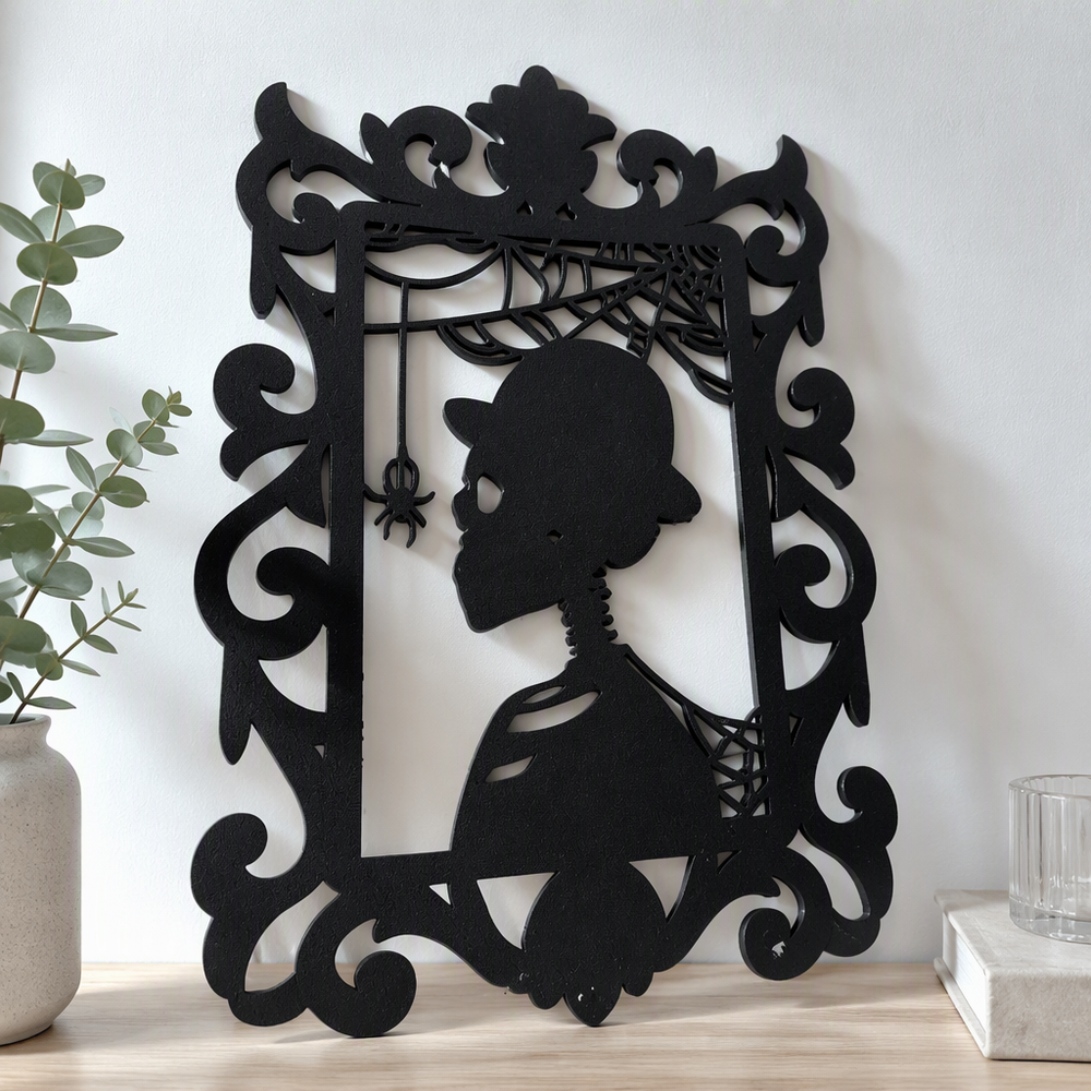 6 Piece Gothic Skeleton Silhouette Wall Decor Set, Spooky Hanging Home Decoration — additional product view