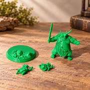 Detailed Unpainted Tabletop Wargame Miniature with Themed Round Display Base and Two Accessory Parts — product scene