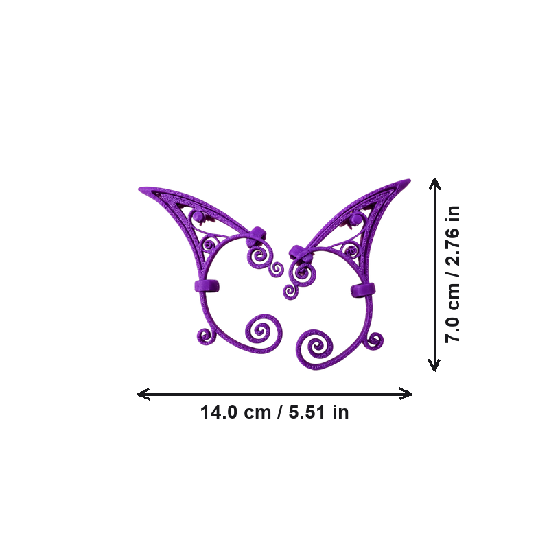 1 Pair No Piercing Swirl Cutout Elf Ear Cuffs for Cosplay and Dress Up — dimensions