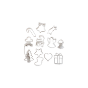 Christmas Themed Cookie Cutter Set, 12 Distinct Festive Shapes for Home Baking — white background