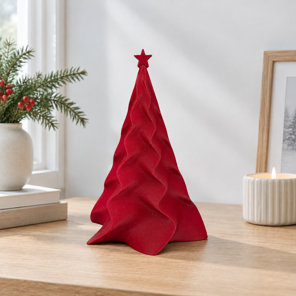 Wavy Textured Festive Tree Desktop Home Decoration with Tiny Star Topper — additional product view