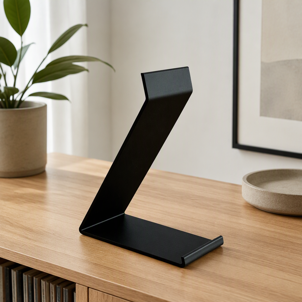 Minimalist Angled Desktop Vinyl Record Display Stand, Stable Album Holder for Tabletop Display — main product view