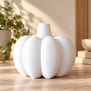 Pumpkin Shaped Textured Decorative Vase Modern Tabletop Dried Flower Display Ornament — product scene