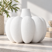 Pumpkin Shaped Textured Decorative Vase Modern Tabletop Dried Flower Display Ornament — additional product view