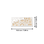 2 Pack Multi-Function Drawing Template Ruler, Multi-Shape Hollow Stencils for Drawing, Art Creation, and Journal Making — dimensions