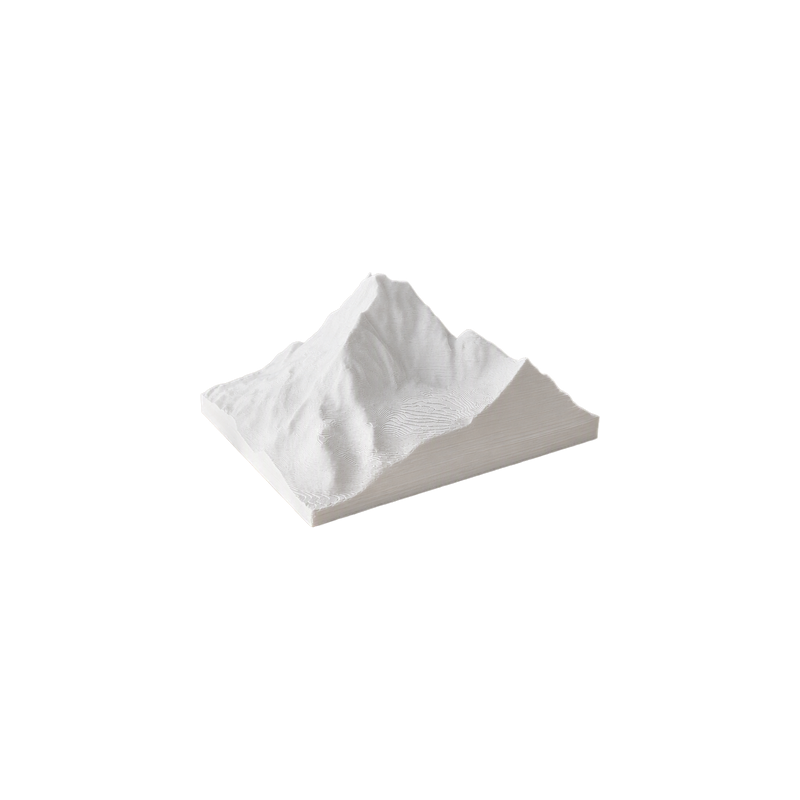 Miniature Mountain Topography Model, Realistic Textured Peak Display Ornament for Home Desktop and Shelf Decor — white background