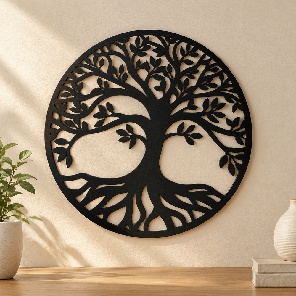 Round Hollow Out Tree Wall Art Hanging Ornament For Indoor Wall Decoration — product scene