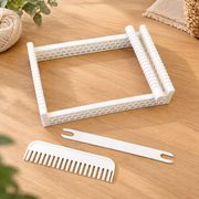 Complete DIY Weaving Loom Craft Set with Frame, Shuttle, Comb and Rocker — product scene