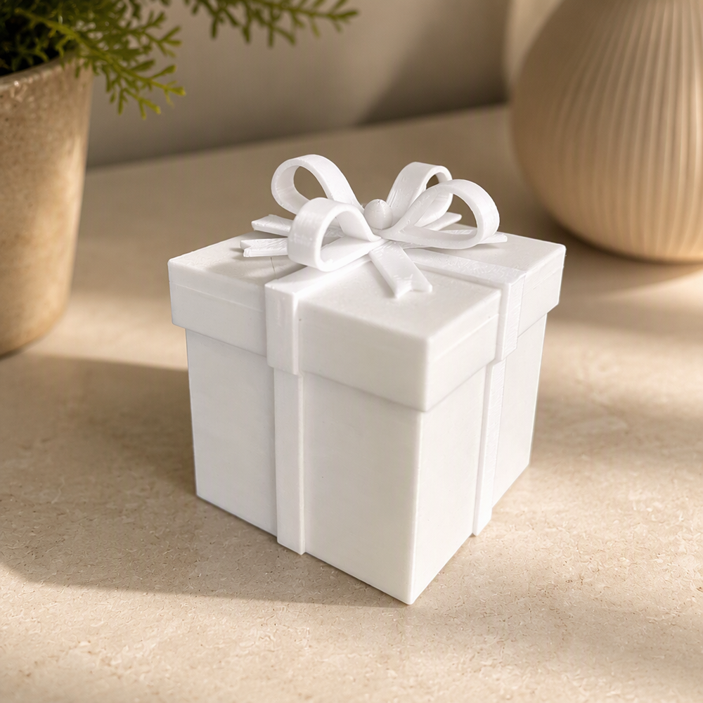 Lidded Gift Box with Raised Bow Decoration, Small Removable Lid Storage Container for Gifting — product scene