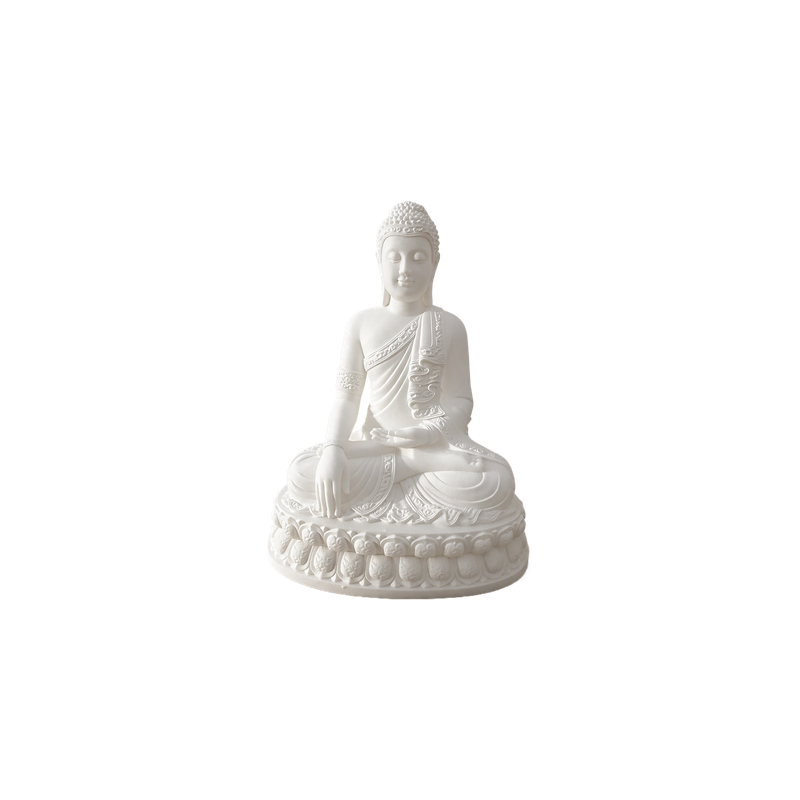 Seated Buddha Sculpture, Decorative Ornament for Home Desk and Shelf Display — white background