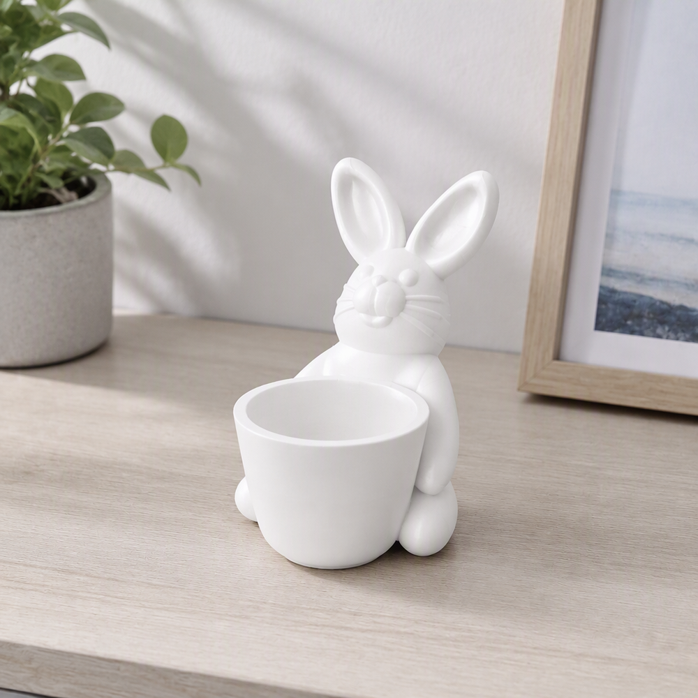 Bunny Shaped Decorative Small Planter, Tabletop Vase and Trinket Holder for Home Desktop Decor — additional product view