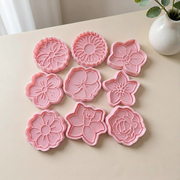 12 Piece Flower Shaped Embossed Cookie Cutters and Stamps Set, Baking Tools for Cookies and Pastries — main product view