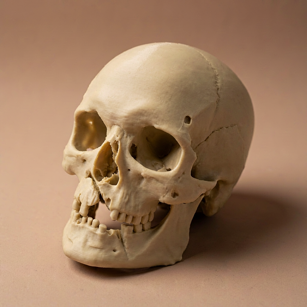 Matte Realistic Detailed Human Skull Sculpture Decorative Statue for Home Shelf and Tabletop Display — product scene