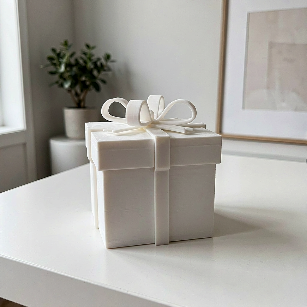 Lidded Gift Box with Raised Bow Decoration, Small Removable Lid Storage Container for Gifting — main product view