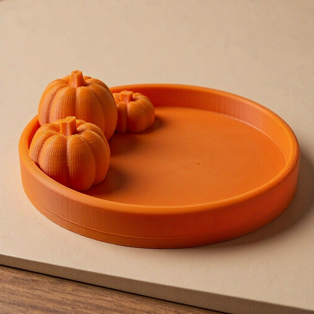 Pumpkin Accent Decorative Tray Fall Autumn Tabletop Desktop Home Display Ornament — product scene