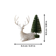 Seated Hollow Lattice Deer Figurine, Holiday Seasonal Tabletop Home Display Decor Piece — dimensions