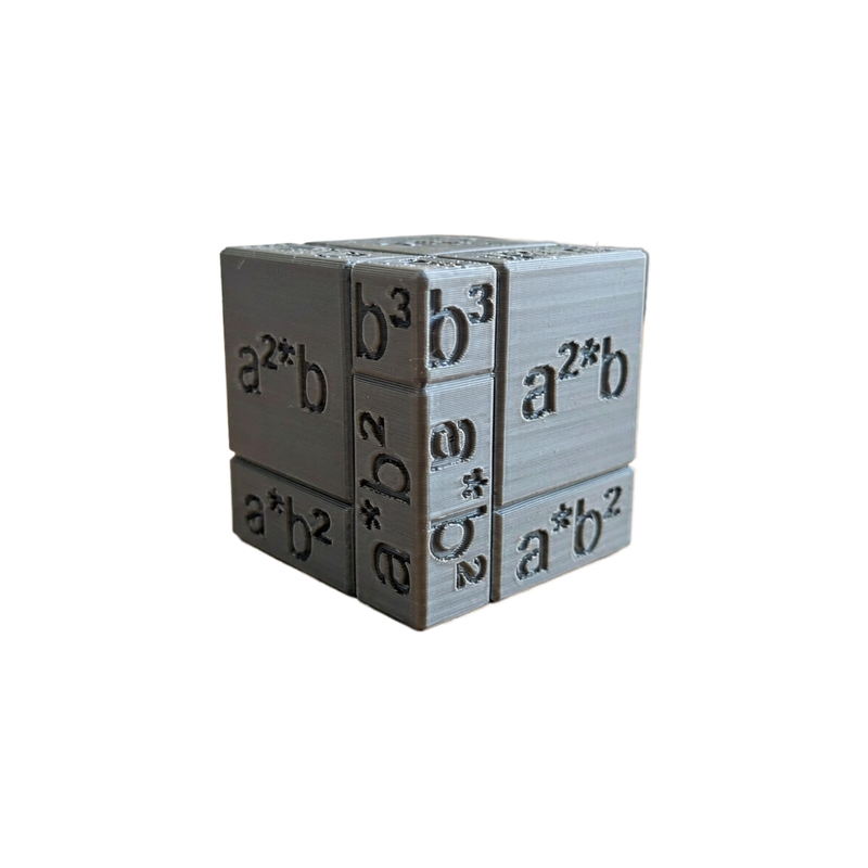 Cubic Binomial Math Model, Visual Algebra Learning Tool for Classroom and Office Teaching Use — white background