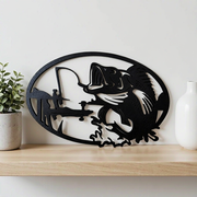 Bass Fishing Themed Oval Cutout Hanging Wall Art Decoration — additional product view