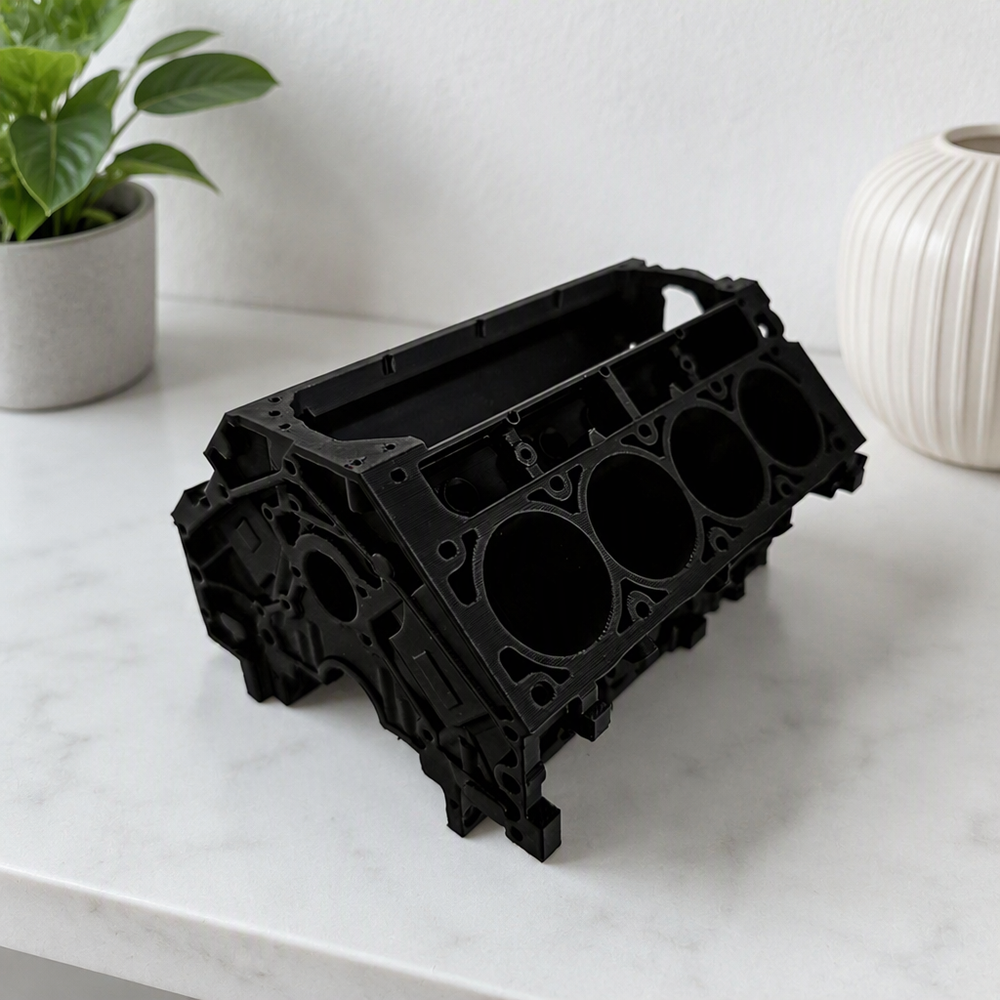 V8 Engine Block Shaped Business Card and Pen Holder, Desktop Office Organizer — additional product view