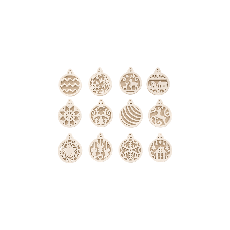 12 Piece Hollow Cutout Hanging Ornament Set for Festive Holiday Display — white background