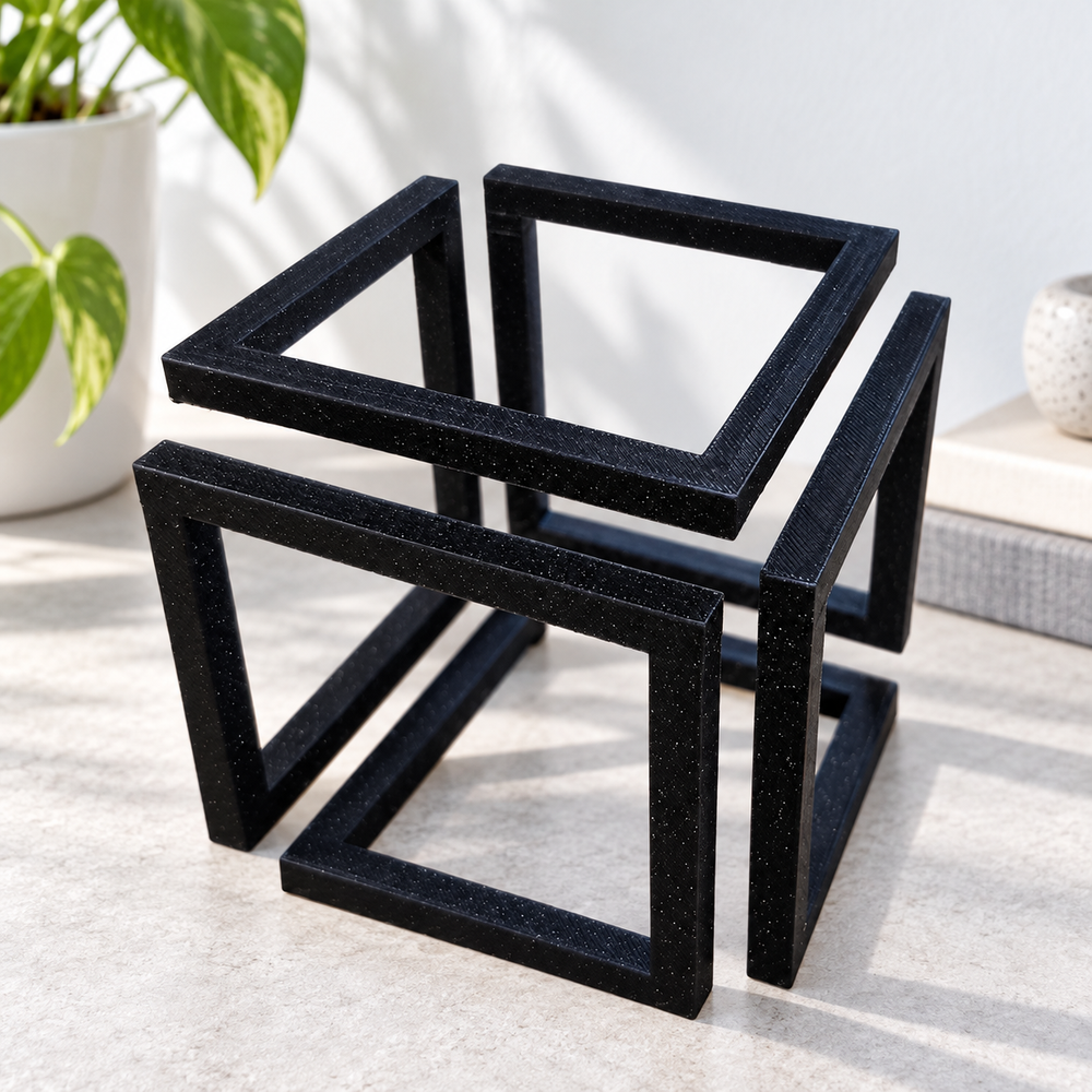 Hollow Geometric Optical Illusion Cube Decor, Modern Art Desktop and Shelf Ornament — additional product view