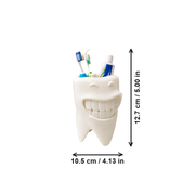 Smiling Tooth Shaped Bathroom Counter Toothbrush and Toiletry Storage Organizer — dimensions