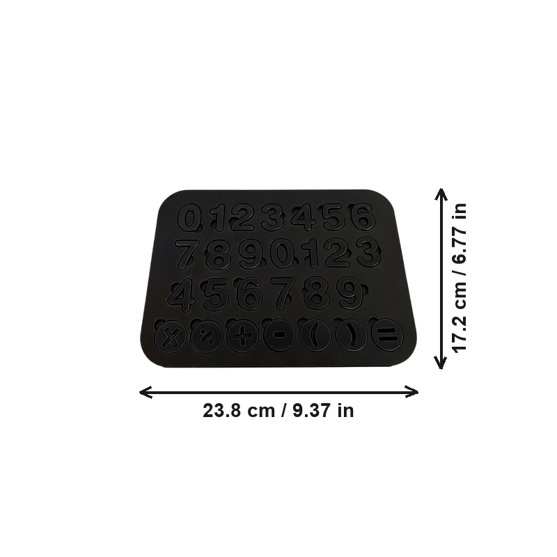 Number and Basic Math Symbol Set with Fitted Storage Tray, Math Utility for School and Office Use — dimensions