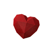 2 Pack Multi-Faceted Geometric Heart Ornaments Modern Polygon Decorations for Home Desktop and Shelf Display — white background