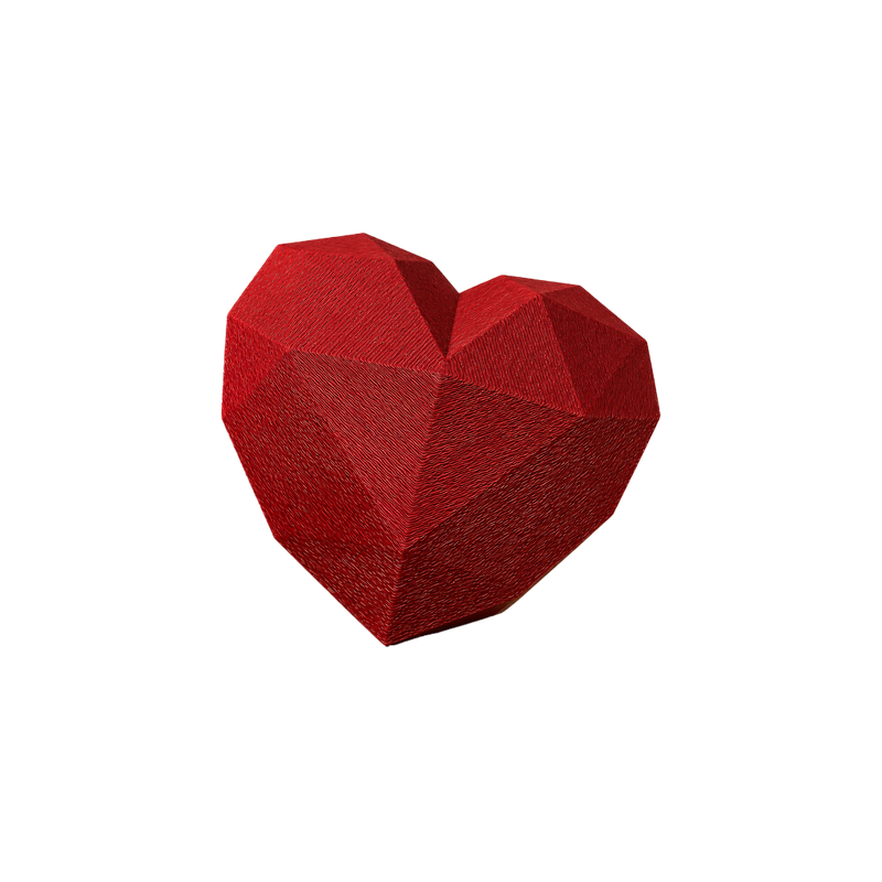 2 Pack Multi-Faceted Geometric Heart Ornaments Modern Polygon Decorations for Home Desktop and Shelf Display — white background