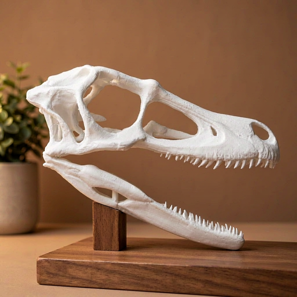 Realistic Detailed Dinosaur Skull Skeleton Model, Prehistoric Themed Desktop Display Decor — product scene