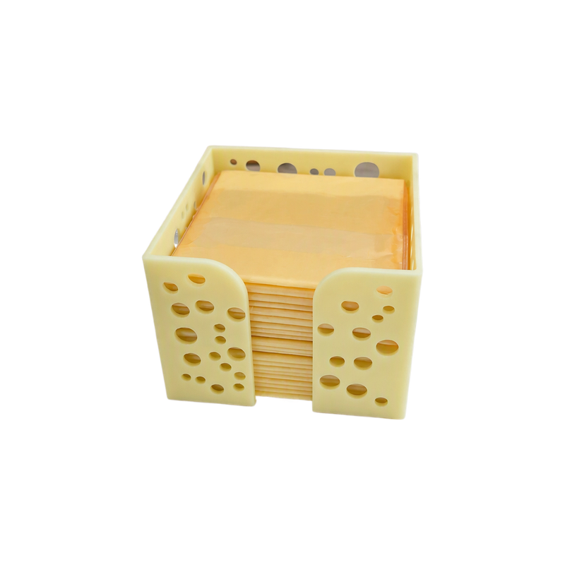 Hollow Cheese Slice Storage Holder, Fridge Kitchen Organizer Bin — white background