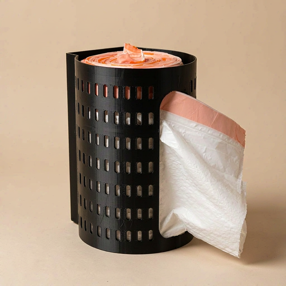 Wall Mounted Rolled Trash Bag Dispenser, Hollow-out Garbage Bag Holder for Kitchen Storage — product scene