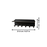 Wall Mounted Adhesive Storage Shelf with 6 Curved Hooks, Home Small Item Organizer Rack — dimensions