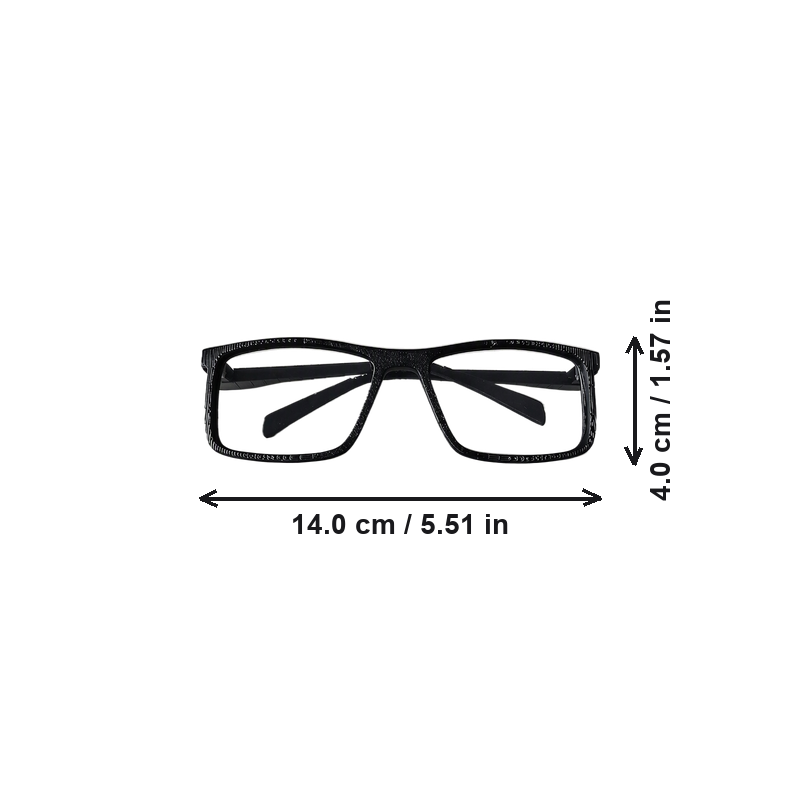Classic Full Rim Rectangular Simple Plain Eyeglass Frame — dimensions