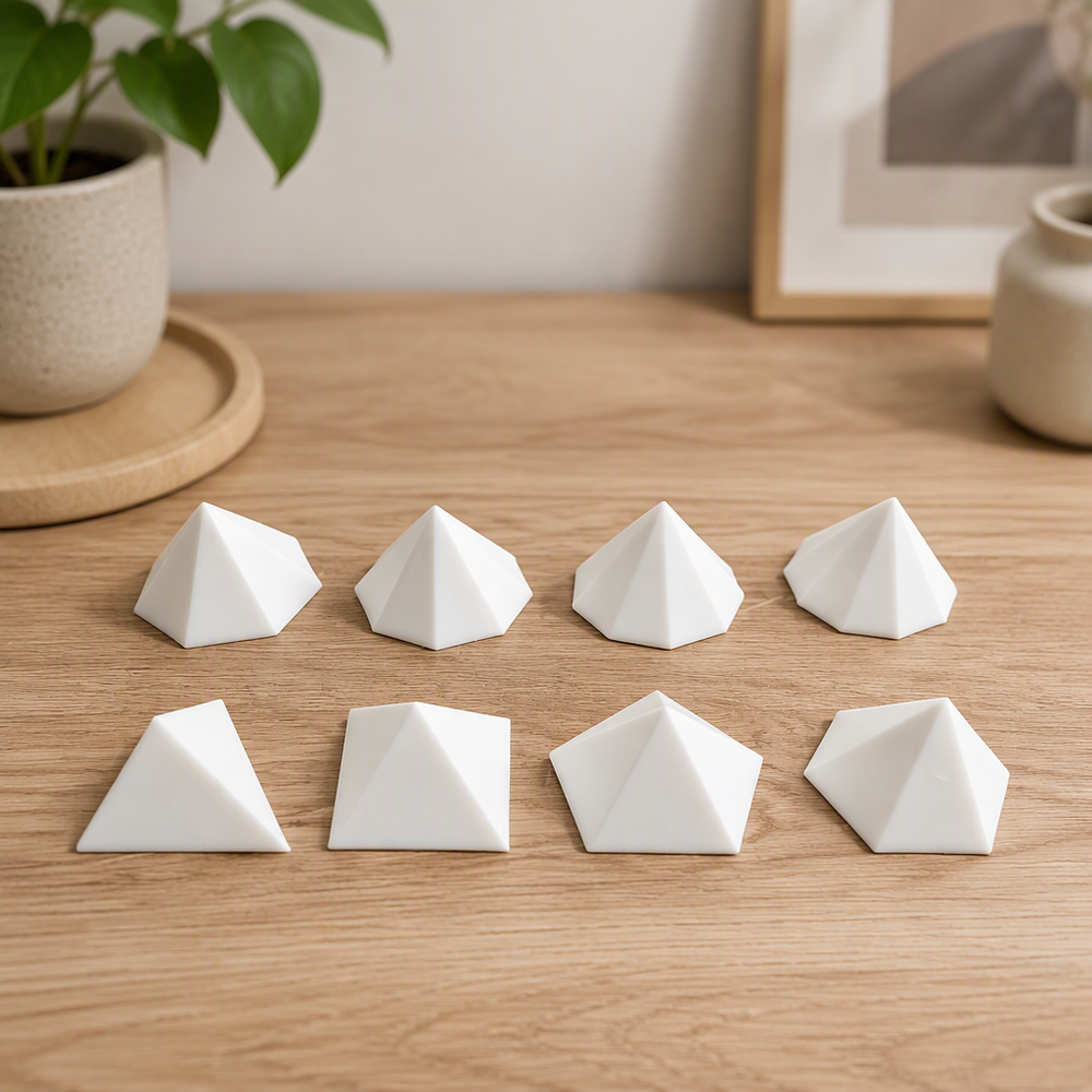 8 Piece Multi-Faceted Geometric Pyramid Set Desktop Home Display Ornament — main product view