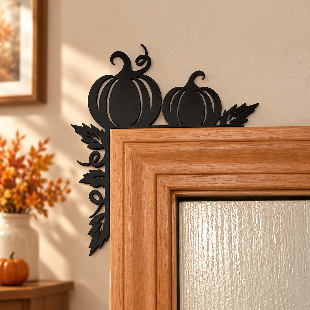 Pumpkin and Leaf Door Corner Decor Fall Thanksgiving Seasonal Home Accent — product scene