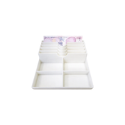 Multi-Compartment Desktop Cash & Coin Sorter Organizer Storage Tray for Office Workspace — white background
