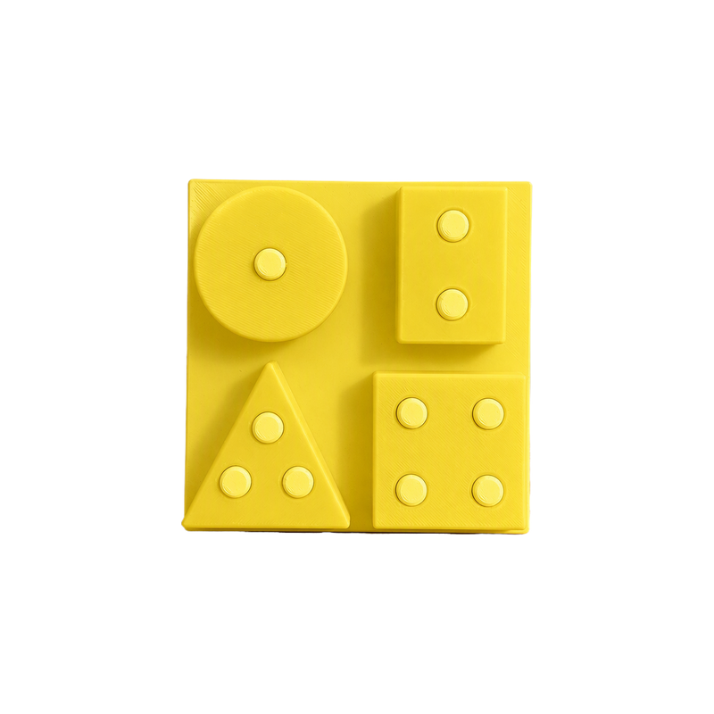 Geometric Shape Matching Set, Stackable Pieces with Matching Base — white background