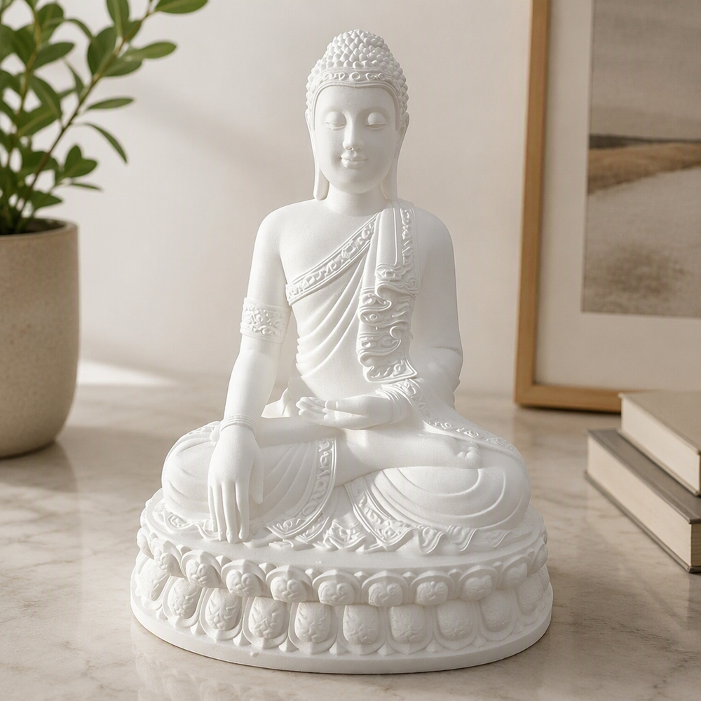 Seated Buddha Sculpture, Decorative Ornament for Home Desk and Shelf Display — main product view