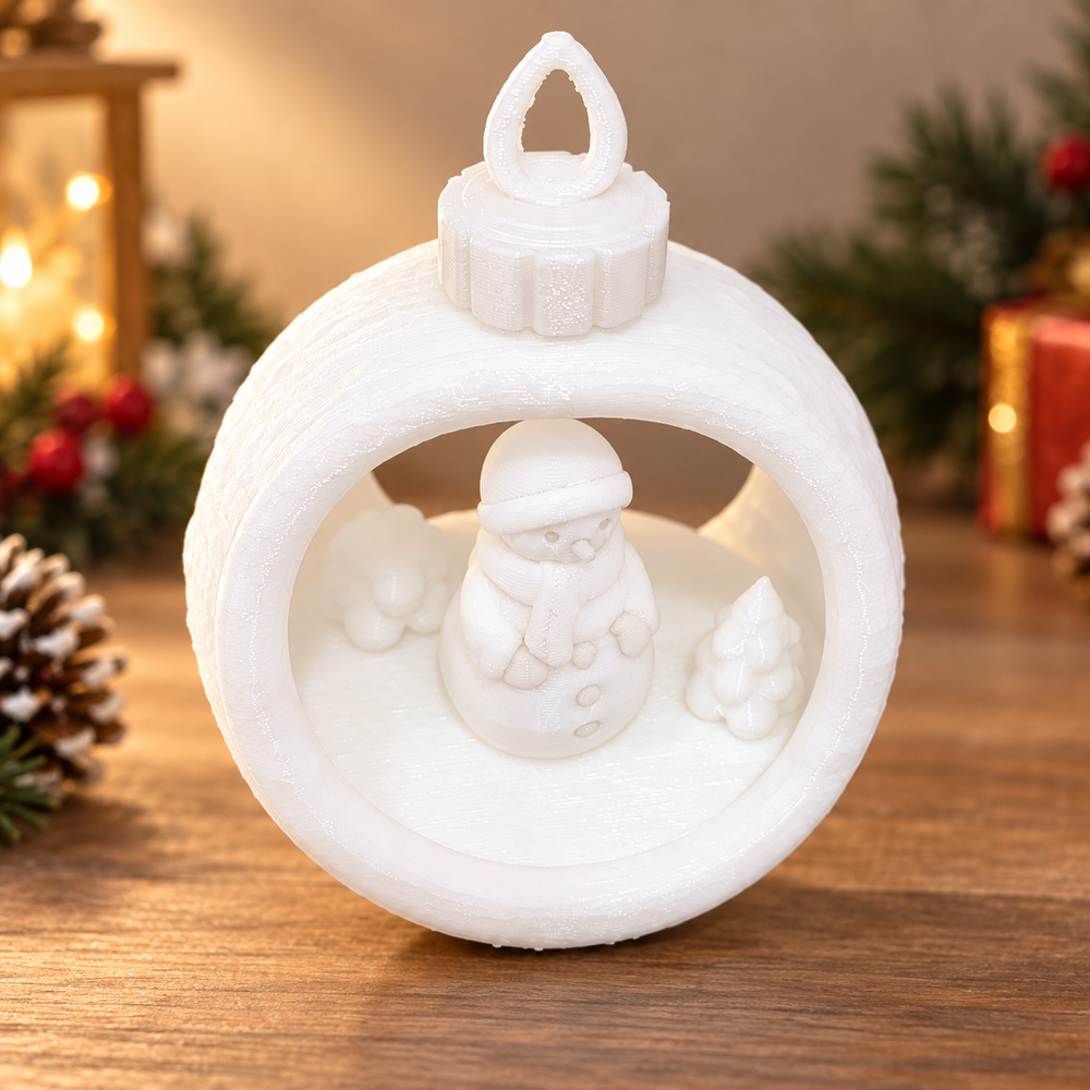 Snowman Scene Hollow Ball Hanging Ornament for Christmas Holiday Decoration — product scene