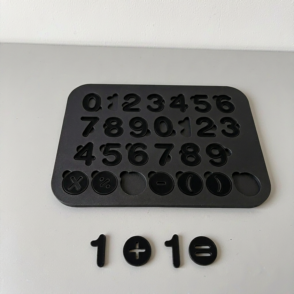 Number and Basic Math Symbol Set with Fitted Storage Tray, Math Utility for School and Office Use — additional product view