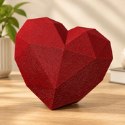 2 Pack Multi-Faceted Geometric Heart Ornaments Modern Polygon Decorations for Home Desktop and Shelf Display — product scene