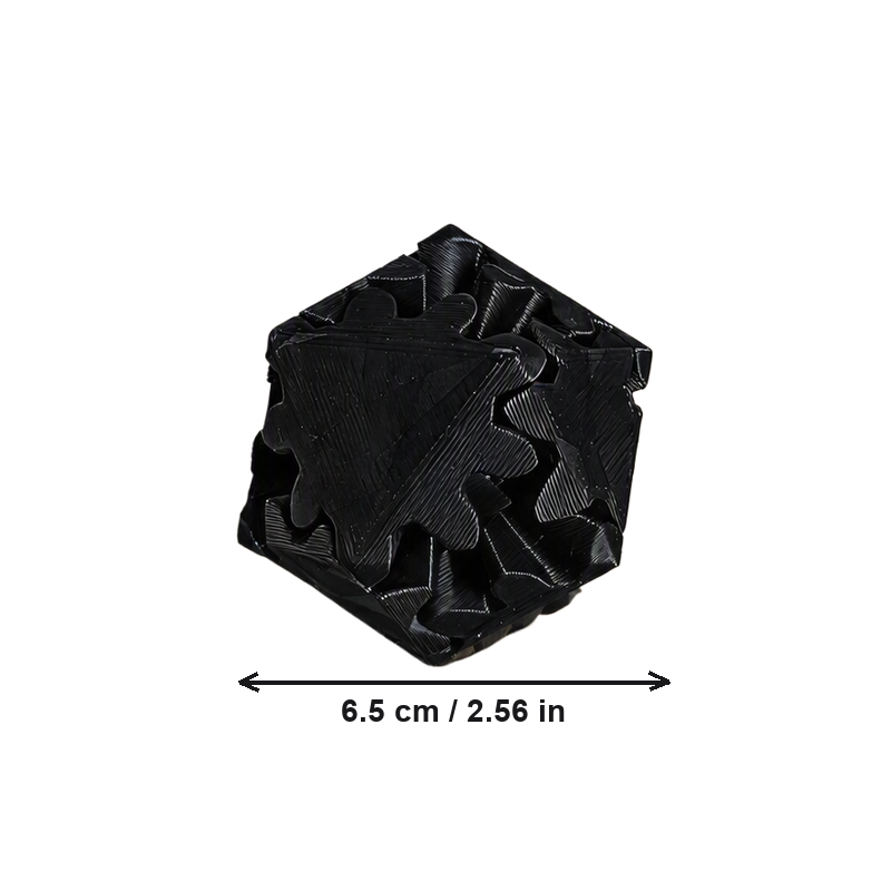 Black Rotating Interlocking Gear Geometric Block, Smooth Spinning Desktop Sensory Stress Reliever